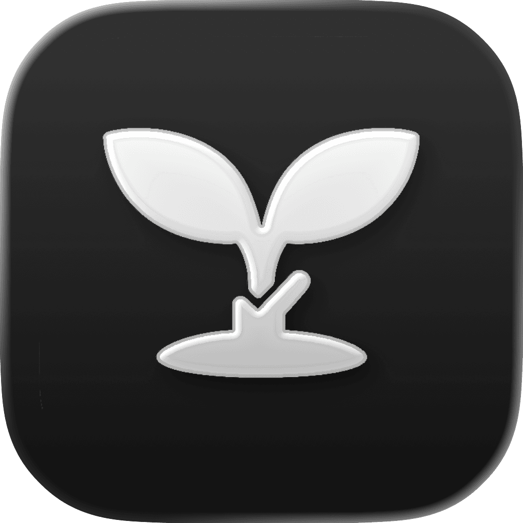iOS-style crop sprout icon for the One Acre Farm crop logger post